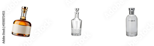 Elegant Glass Decanters: Assorted Bottles for Spirits and Beverages

