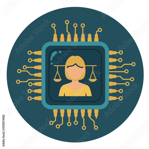 AI Lawyer Icon – Justice and Artificial Intelligence Symbol