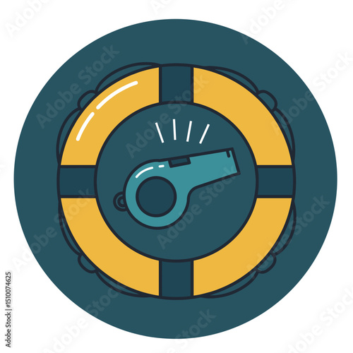 Whistleblower Protection Icon – Whistle in Lifebuoy