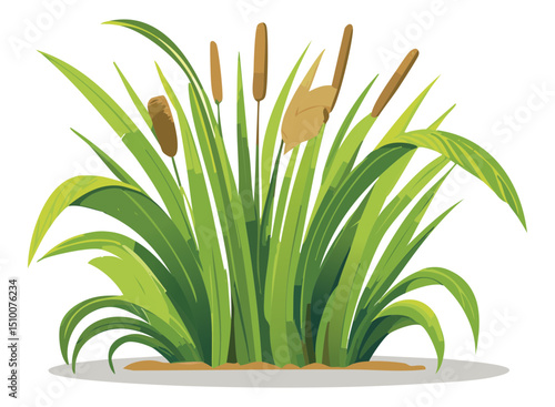 Small cluster cattails plant illustration