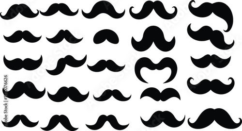 Collection of black mustache silhouettes