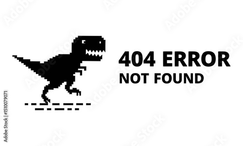 Playful 404 Error Page with Dinosaur Not Found Illustration