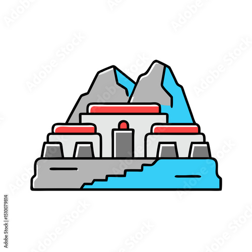 Mountain landscape with ruins.