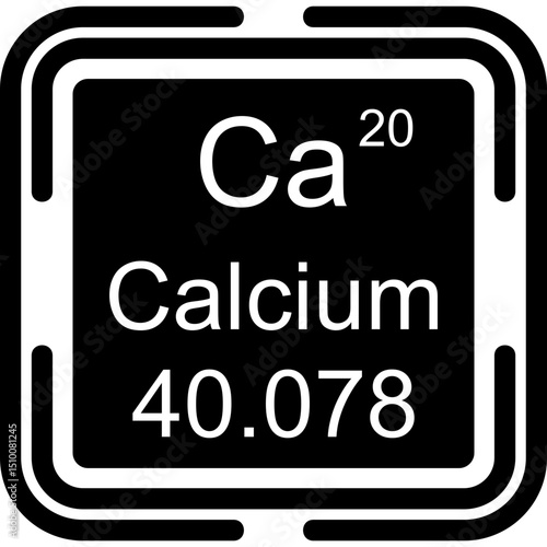 Calcium Periodic Table Black Bold Icon