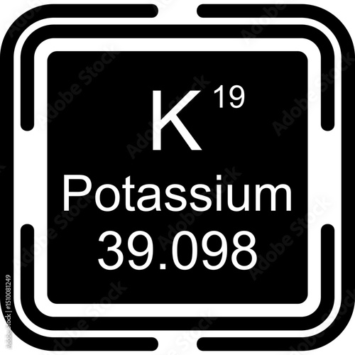 Potassium Periodic Table Black Bold Icon