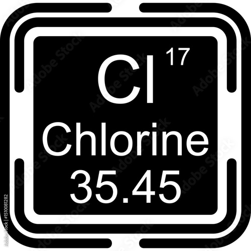 Chlorine Periodic Table Black Bold Icon