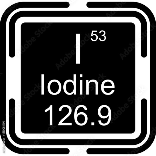 Iodine Periodic Table Black Bold Icon