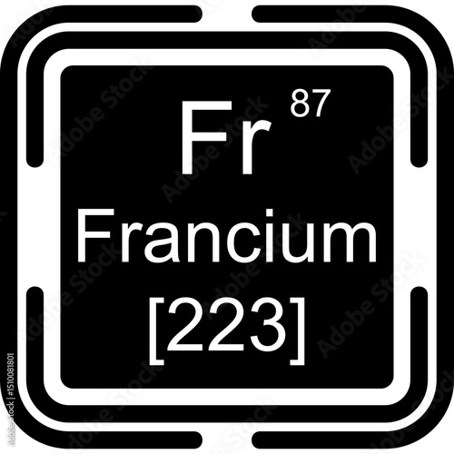 Francium Periodic Table Black Bold Icon