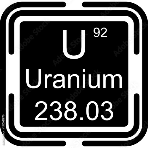 Uranium Periodic Table Black Bold Icon