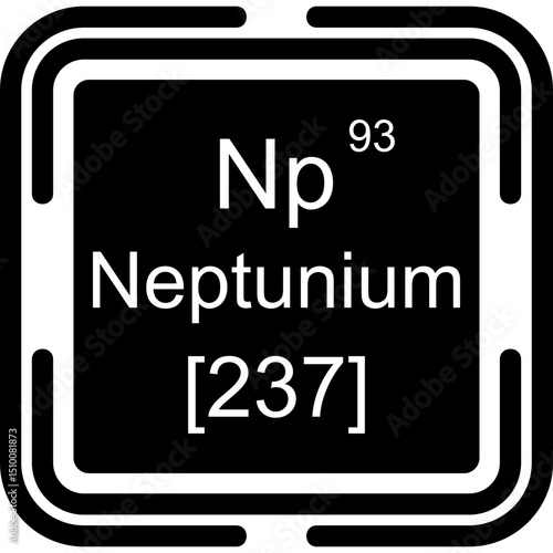 Neptunium Periodic Table Black Bold Icon