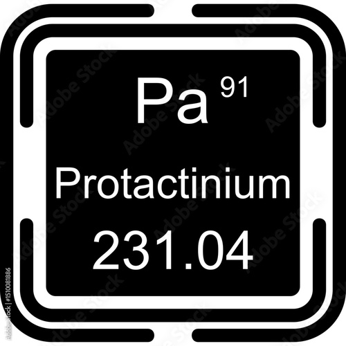 Protactinium Periodic Table Black Bold Icon