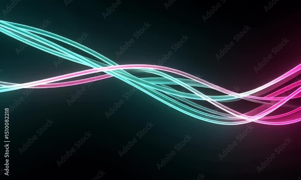 Abstract Wavy Lines Flowing with Vibrant Pink and Turquoise Light Against a Dark Background Seamlessly Creating A Futuristic Display of Motion Abstract Wavy Lines Flowing with Vibrant Pink and Turquoise Light Against a Dark Background Seamlessly Creating A Futuristic Display of Motion