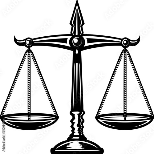 Scales of justice balance silhouette vector illustration