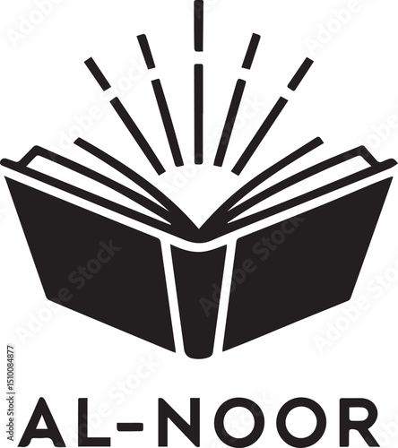 An illuminating open book logo radiating knowledge and discovery, perfect for educational institutions, libraries, publishing houses, and various literacy-focused branding initiatives