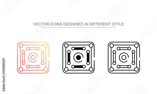 Carrom Board icon design with white background stock illustration