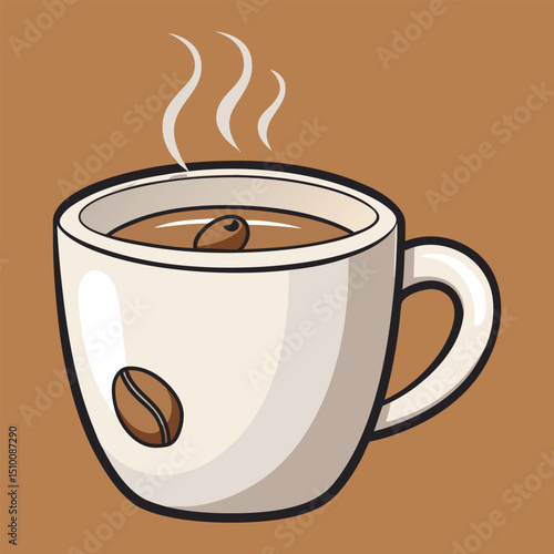 Coffee cup with steam vector illustration of a hot morning drink