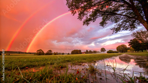 rainbow over the lake