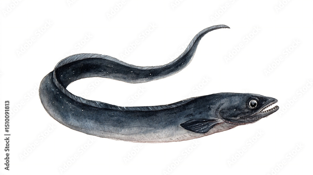 Obraz premium A single watercolor gulper eel