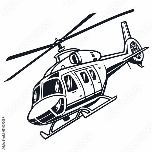 helicopter white backround & vector art