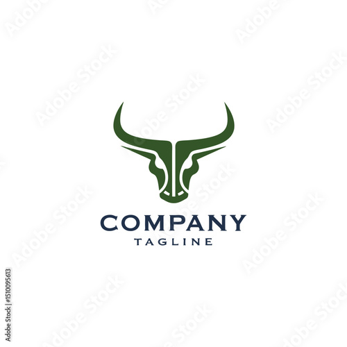 A minimalist bull head logo design, crafted to embody strength and resilience. Ideal for branding purposes, especially within industries like agriculture or businesses seeking a powerful symbol.