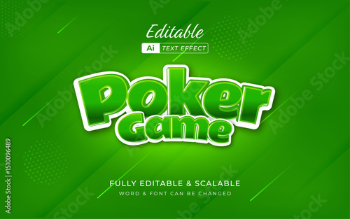 green poker game 3d text effect. comic style with eye catching layout