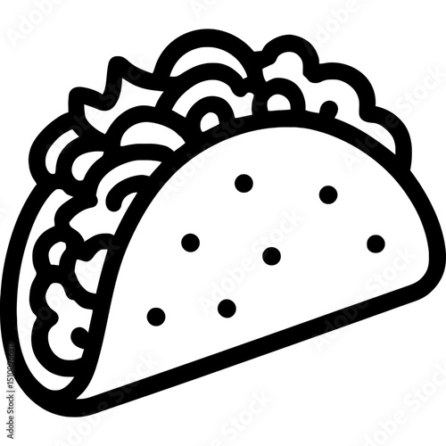 Minimalist vector outline of crunchy taco