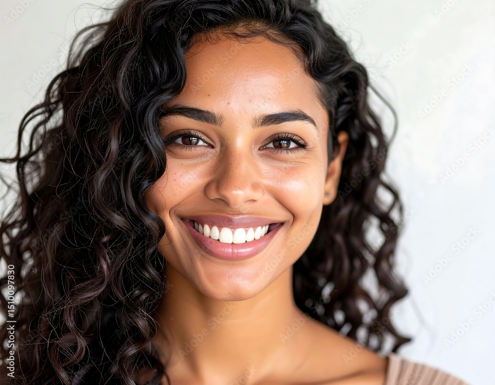 Fototapeta premium Woman smiling, close-up portrait