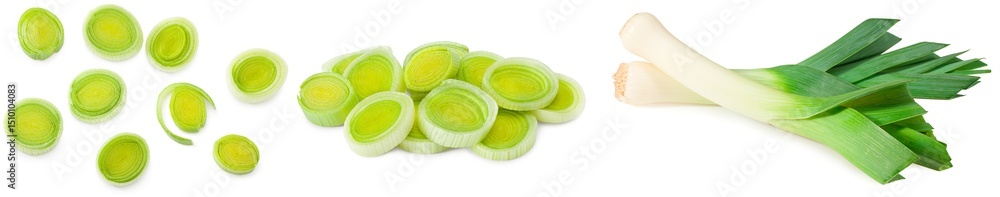 Fototapeta premium sliced leek isolated on white background. clipping path