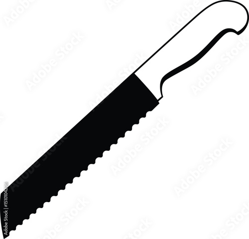 Minimalist serrated bread knife silhouette ergonomic handle sleek design