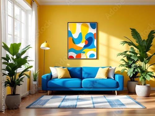 Bright dopamine living room interior design