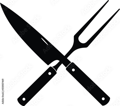 Crossed Japanese Knife and Carving Fork Image