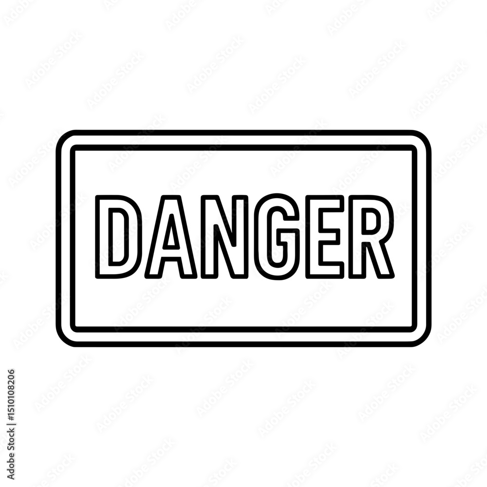 Danger sign in thin outline black style Danger sign in thin outline black style