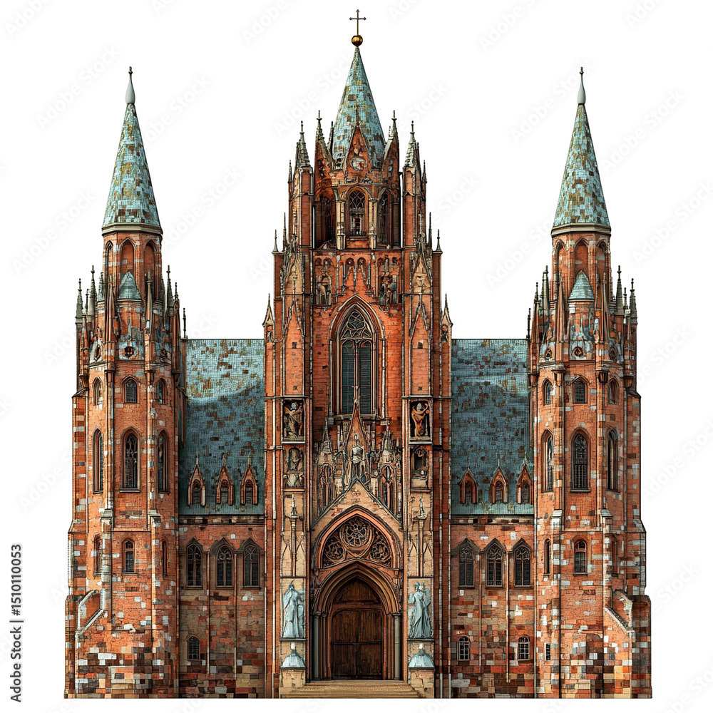 Obraz premium 3D front view illustration of a Wrocław Panorama Racławicka monument isolated on a white transparent background 