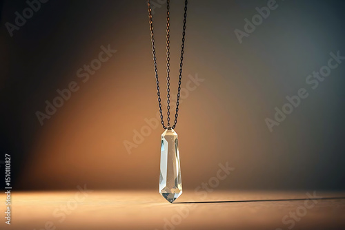 Crystal necklace on matte backdrop and open composition