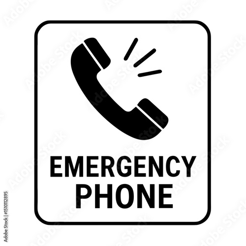 Emergency phone sign with ringing handset icon