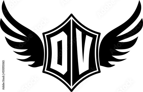 DV logo emblem with winged and shield template