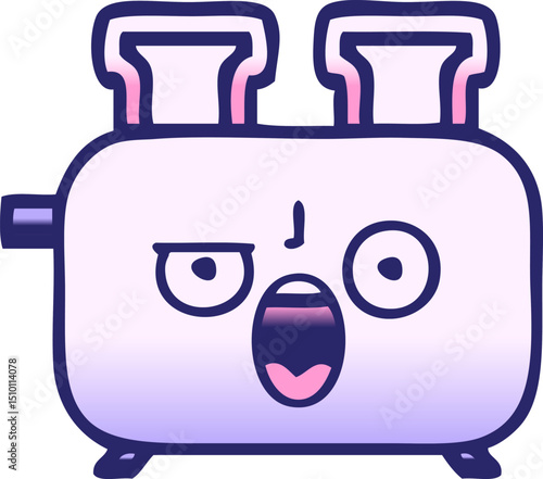 gradient shaded cartoon of a of a toaster