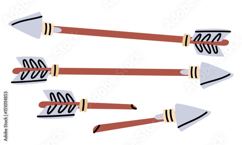 2arrows are whole and broken with an iron tip. Archaeological finds, excavations, hunting objects. Suitable for scientific materials, museum projects, textbooks, archeology, anthropology, history