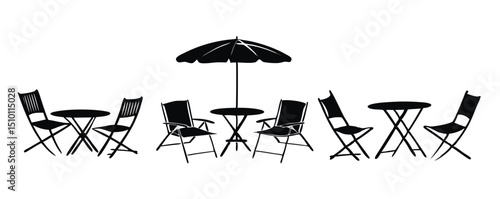Outdoor cafe set umbrella tables chairs relaxation