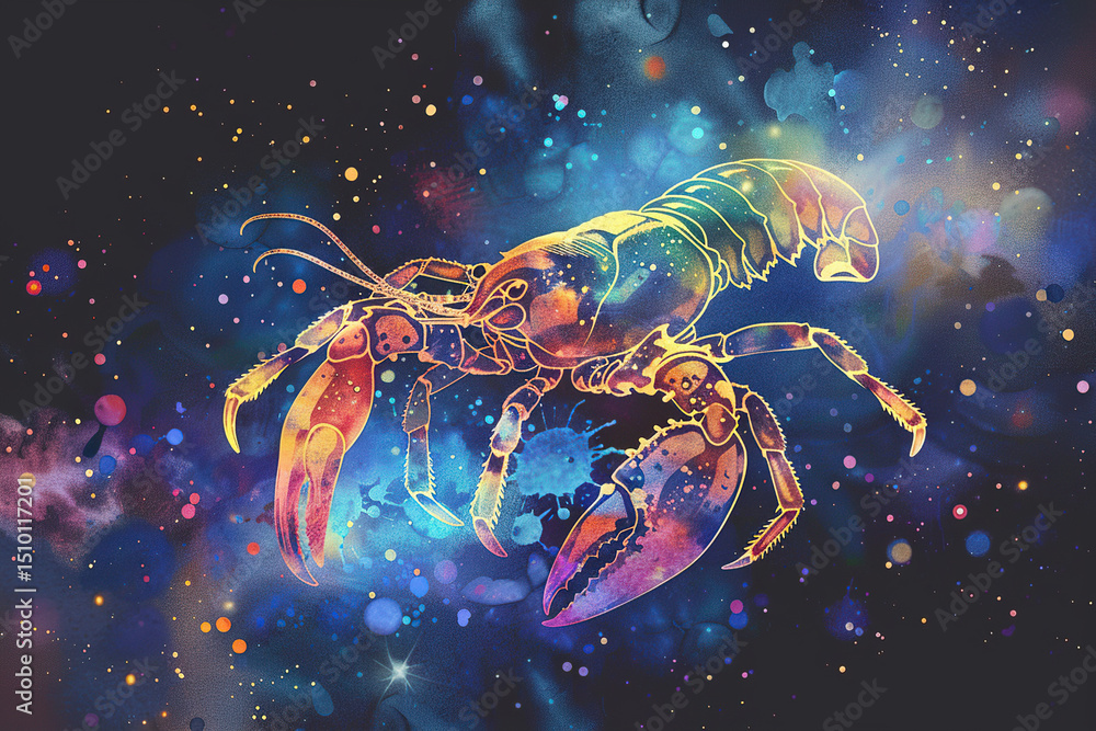 Abstract composition with concept of Scorpio zodiac sign symbol Abstract composition with concept of Scorpio zodiac sign symbol