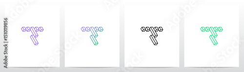 Outlines Strokes Rectangular Cuboid Block Diagonal Initial Letter Logo Design T