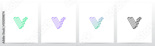 Outlines Strokes Rectangular Cuboid Block Diagonal Initial Letter Logo Design V