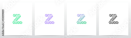 Outlines Strokes Rectangular Cuboid Block Diagonal Initial Letter Logo Design Z