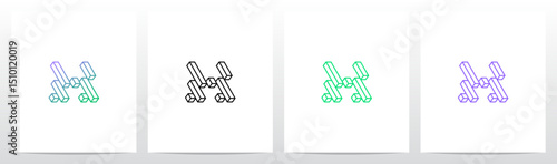 Outlines Strokes Rectangular Cuboid Block Diagonal Initial Letter Logo Design H