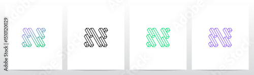 Outlines Strokes Rectangular Cuboid Block Diagonal Initial Letter Logo Design N