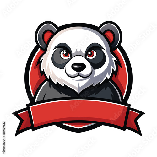 Panda mascot logo design featuring a fierce panda with a blank banner for customization in sports or branding projects
