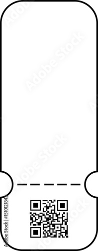 Ticket icon including cinema, concert, airline and event with QR code vector illustration in trendy black outline style. Perfect for travel apps, booking systems and entertainment ui mockups.