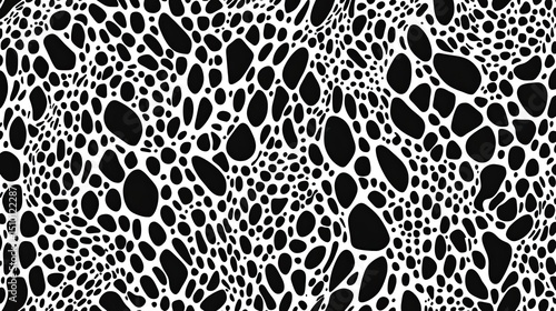 Abstract organic cell pattern in black and white, continuous and modern