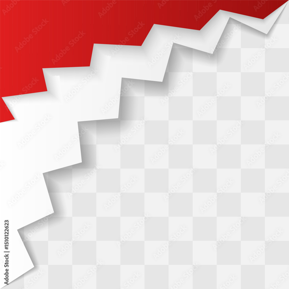 Obraz premium Minimalist Realistic Indonesia Independence Day Corner. Set Red White Corner Design