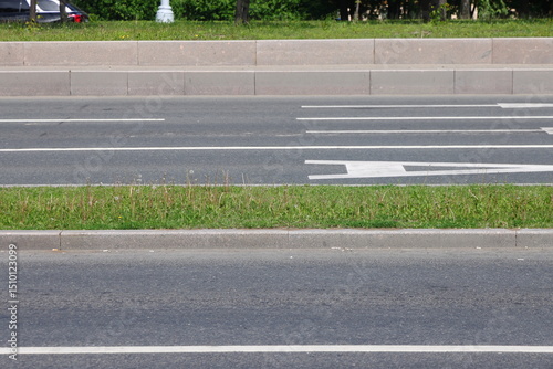 curb along the highway, asphalt and lawn along the road, minimalism 2